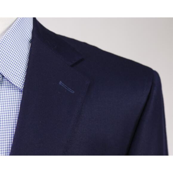 Sartoria Ambrosiana Su Misura Navy Blue Wool Fleece Blazer Jacket 42L - Picture 4 of 11